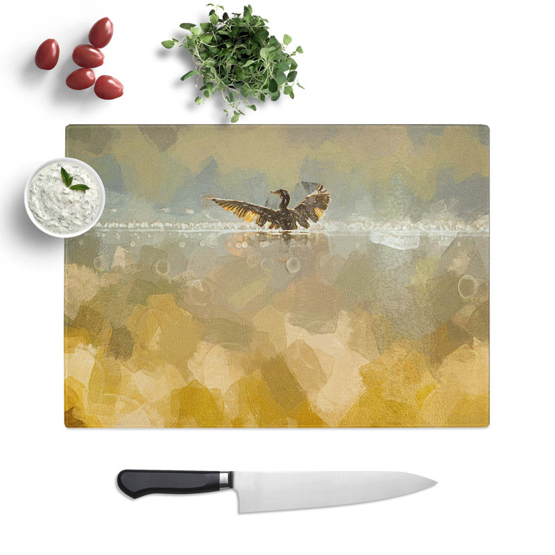 Glass Ducks Wings in Abstract Chopping Board, 39 cm W x 28.5 cm L