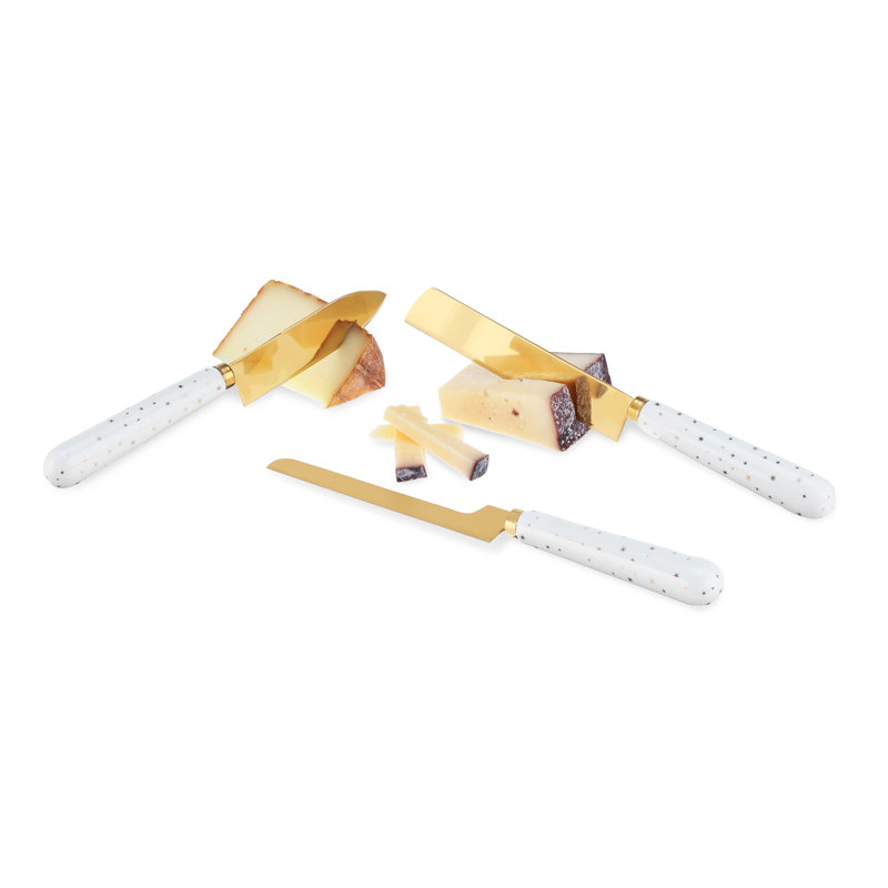 Ensemble de 3 couteaux à fromage en ficelle avec poignées en céramique en forme d'étoile