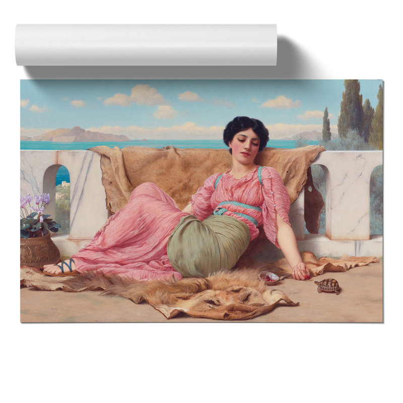 The Quiet Pet by John William Godward - No Frame Painting, 21cm H x 30cm W x 0.1cm D