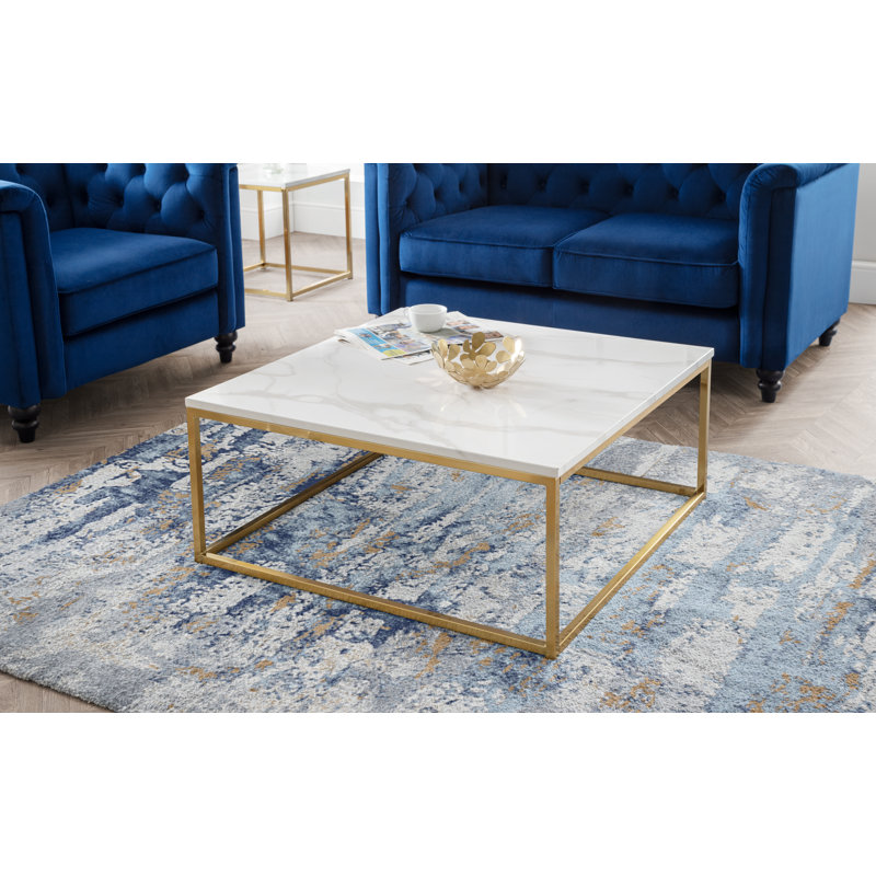 Rumi Frame Coffee Table, White, Gold