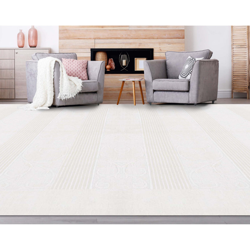 Striped Area Rug in Ivory