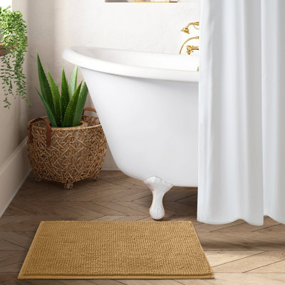 Soft Chenille Microfiber Non-Slip Bath Mat | Ultra Absorbent Machine Washable Bathroom Rug for Shower, Bath & Ensuite