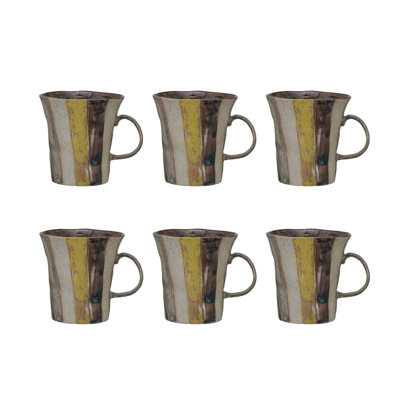 Grande tasse rustique en grès rayé