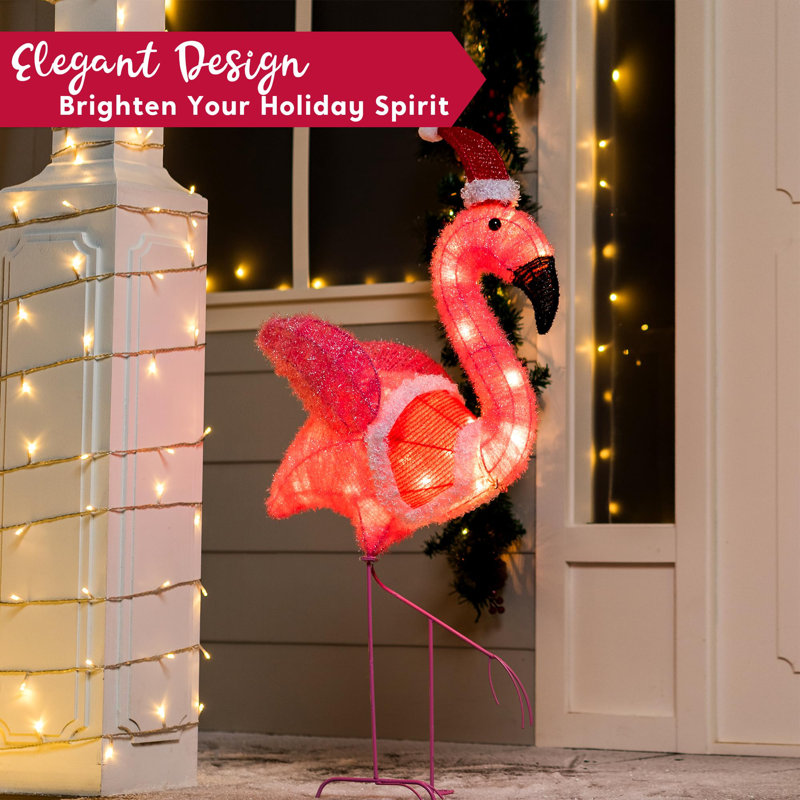 Décoration de jardin de Noël flamant de 3 pi, 30 lumières DEL blanc chaud