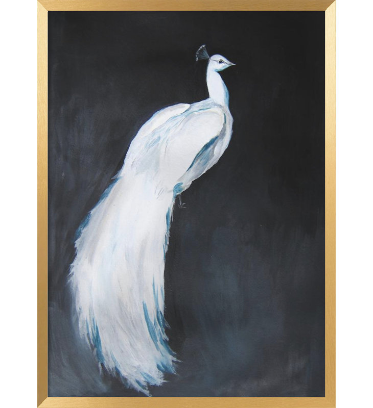 Nature Inspired "Whitepeacock2 Reverse" Framed Print Wall Art, 30" H x 20" W 