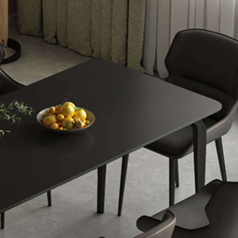 High-end pure black rock slab dining table, 29.52"H x 62.99"L x 35.43"W