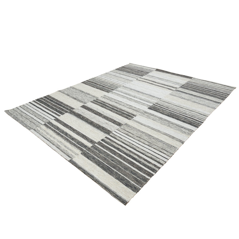 Grey Swedish Inspired Dhurrie Wool Rug - 8' x 10'