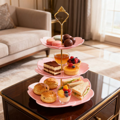 Support à 3 couches pour porte-gâteaux, plateaux décoratifs, tour à dessert, réceptions, thé, mariage, table à dessert, salon, plateau de fruits séchés