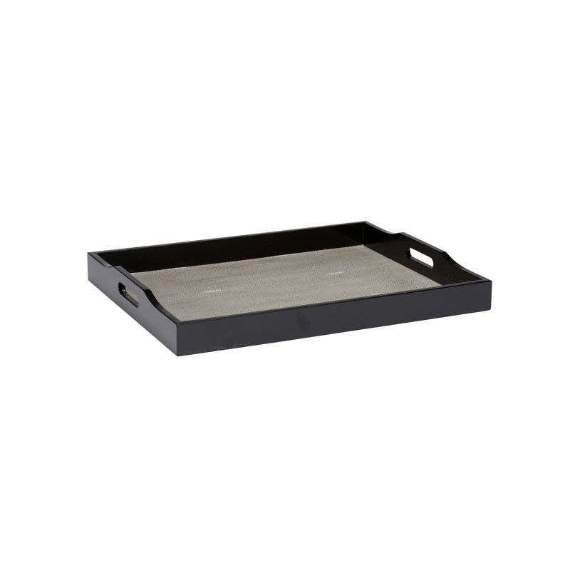 Solid Wood Decorative Tray, Antique Silver Leaf, 2.5" H x 13" W x 18" L