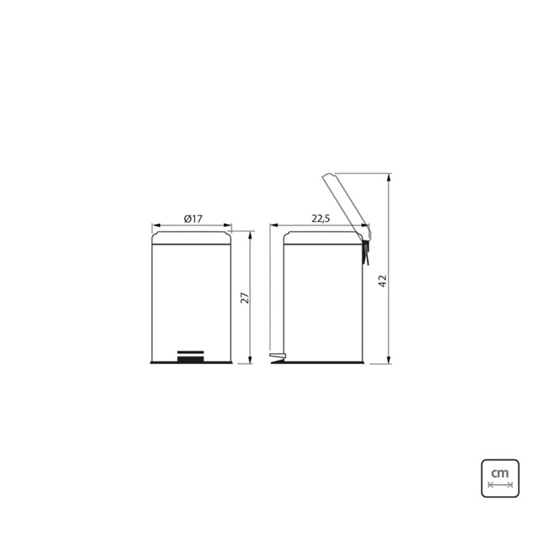 Stainless Steel Step On Kitchen Trash Can, 3L