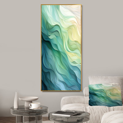 Gree And White Sway Wave Serenity I - Geometric Wall Art