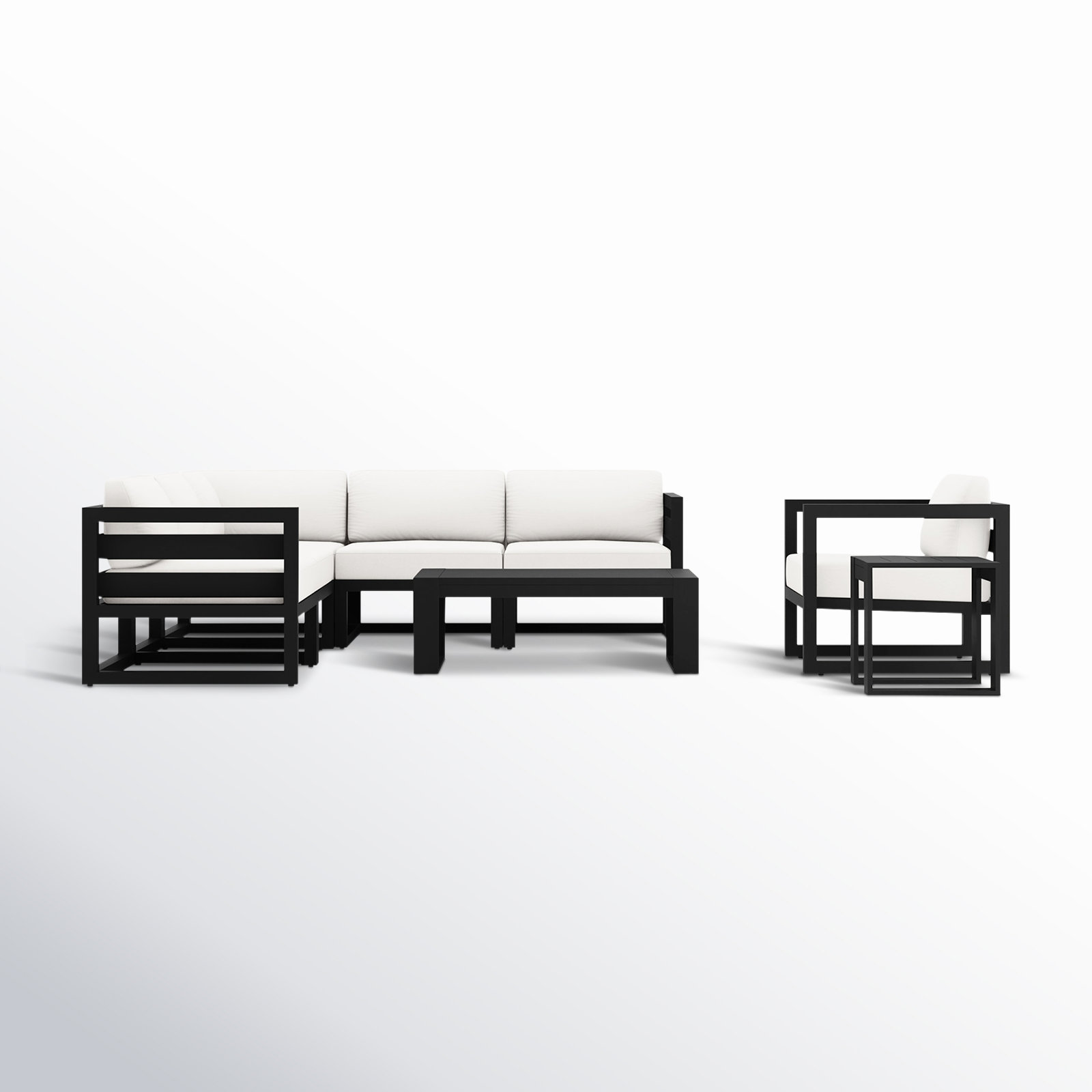 Smith 6 - Person Modular Patio Conversation Set with Cushions, Canvas Natural, Black