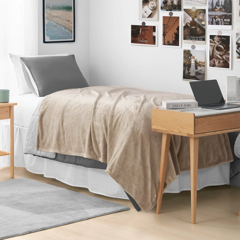 The Sheet Lab Solid Plush Throw Blankets, Doe Brown