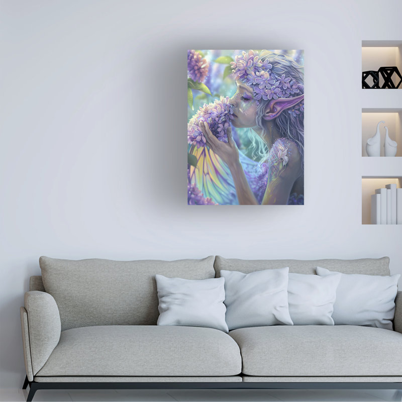 Art sur toile, lilas bolins, H 19 po x l 14 po