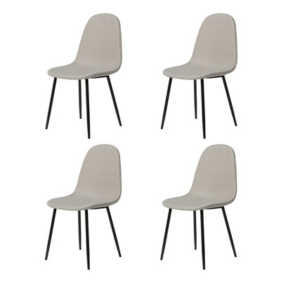 Linen Blend Upholstered Metal Side Chair