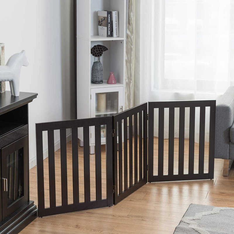Wood Free Standing Pet Gate, Black