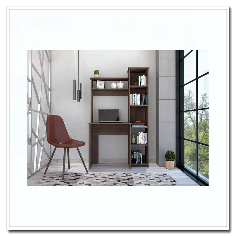 Bureau d'écriture avec bibliothèque intégrée Smokey Oak, Brun