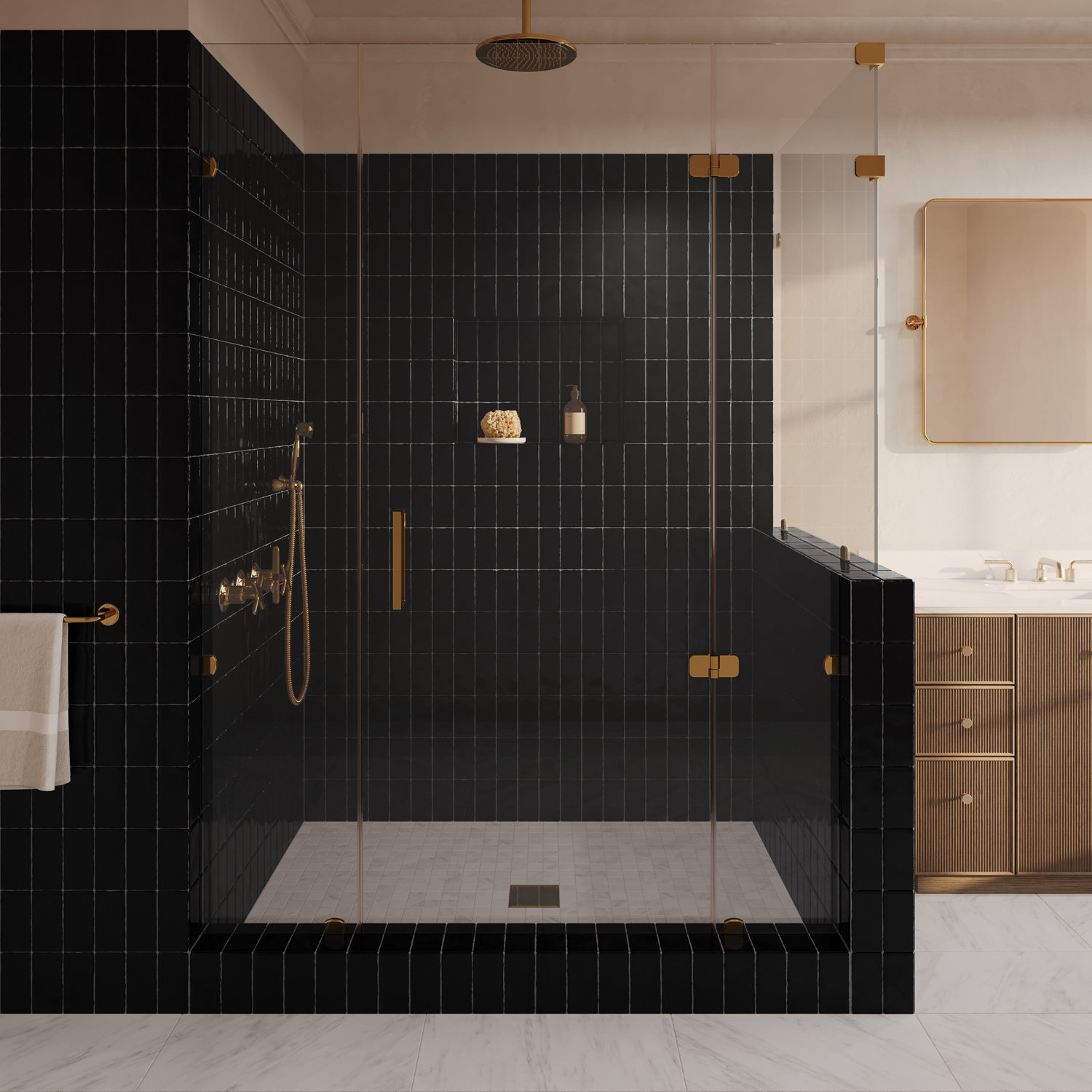 Bond Tile Barcelona 3x6 Blanco Polished Ceramic Subway Wall Tile (5.38 Sq. Ft. / Case), Black