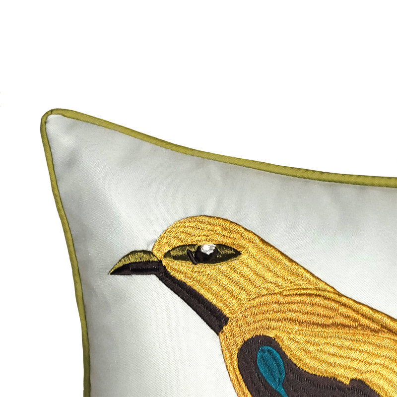 Embroidered Outdoor Reversible Throw Pillow