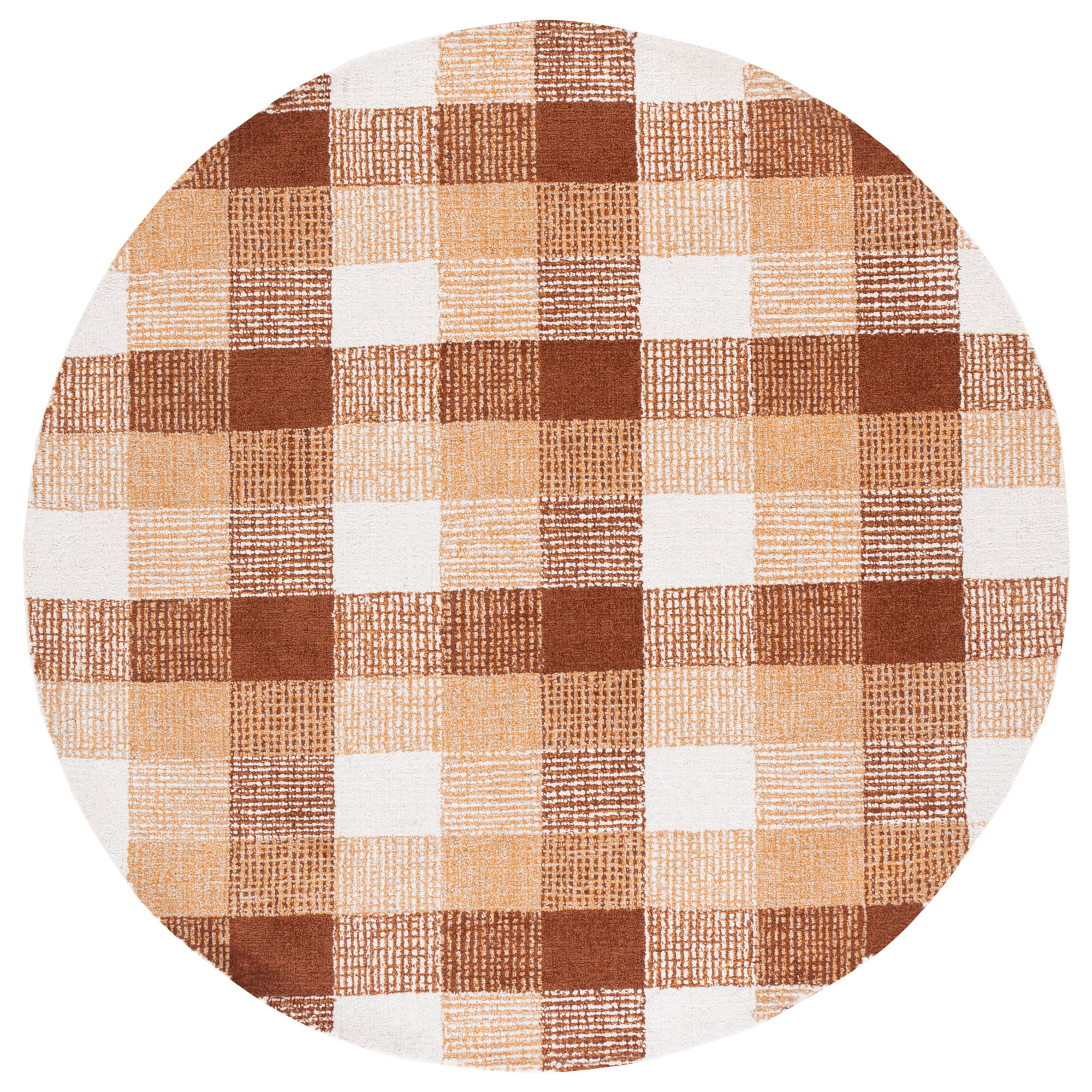 Genre Hand Tufted Wool;Cotton Plaid Rug, Round 6'