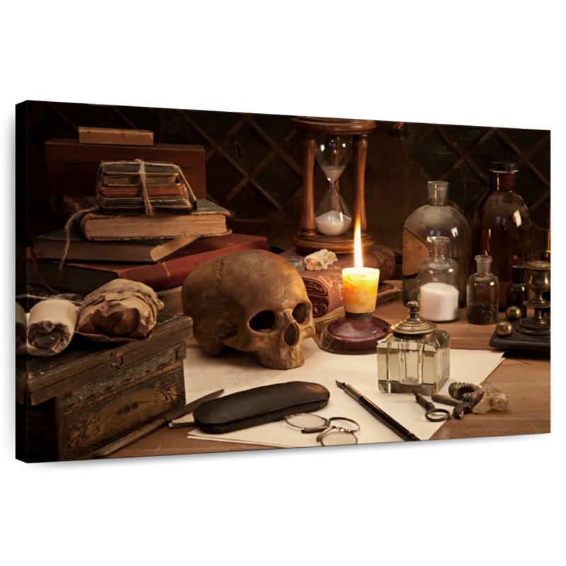 Nature morte au crâne Hitzel, H 26 po x l 39 po