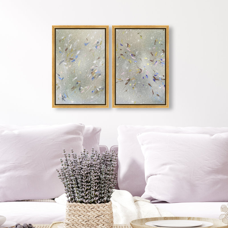 Spontaneous Traces Set Set by Oliver Gal, 62"H x 42"W, Gold Floater Frame