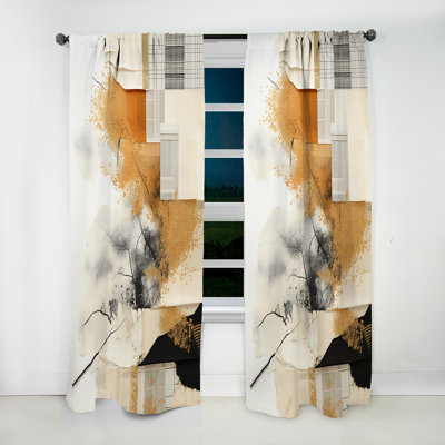 Ethanael Black Twilight Dream Abstract Collages III - Modern Velvet Curtain - Room Darkening - 1 panel