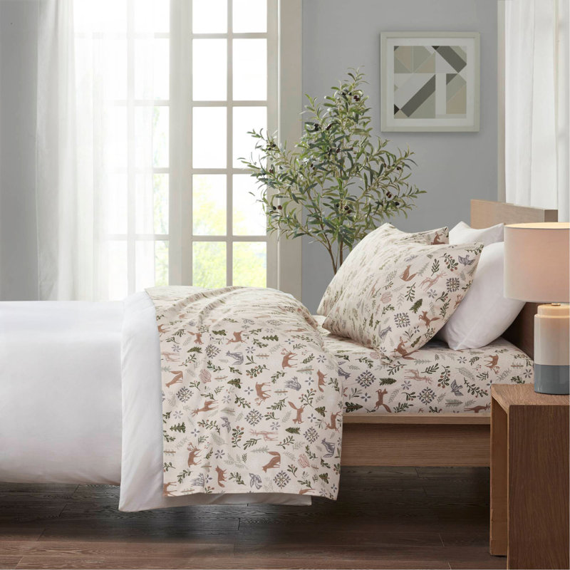 Ensemble de draps 4 pièces, Woodland Winter, Courtepointe pour grand lit + 3 pièces supplémen