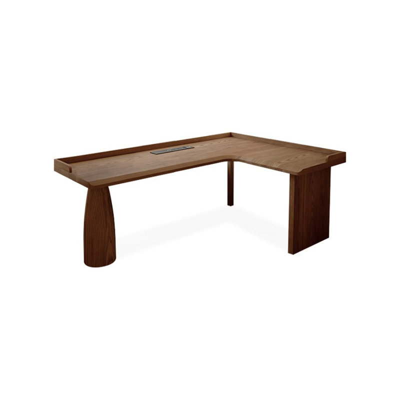 Bureau en bois massif en forme de L brun noisette, Retour à droite, H 31,5 po x l 55,12 po x P 39,37 po