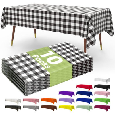 Premium Disposable Table Cloth - 10 Pack, 54 X 108 Inch Table Cloths For Parties, Decorative Tablecloths For Rectangle Tables, Plastic Table Cover, Leakproof & Sturdy