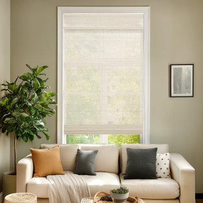 Light-Filtering Cordless Mesh Sand Bamboo Window Shade 71 in. W x 72 in. L