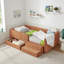 Lit simple pour enfant avec garde-corps, marchepied de rangement et de sécurité, lit rembourré en tissu Boucle