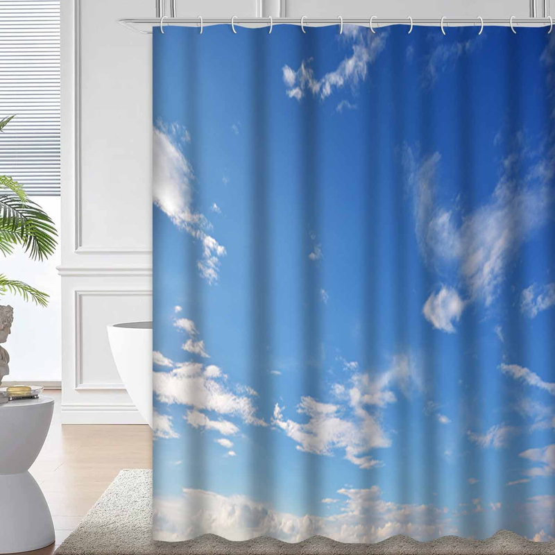 Rideau de douche bleu imperméable, rideaux de douche pour la salle de bain avec 12 crochets, 72" L x 84" W