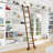 Walnut 8.06' 7-Step Wood Rolling Sunburst Wheel Ladder-79231893