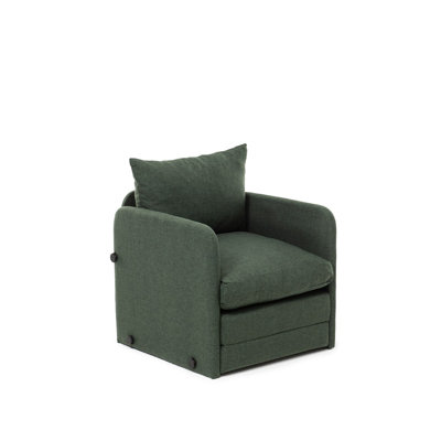 Modern 1-Seat Sofa-Bed, Green Linen Fabric, 26.8 x 27.6 x 26.0 inches | 100% Metal Frame, Converts to Bed Size 78.7 x 23.6 inches | Ideal for Small Spaces, Stylish & Functional, Comfortable Sleeper Design