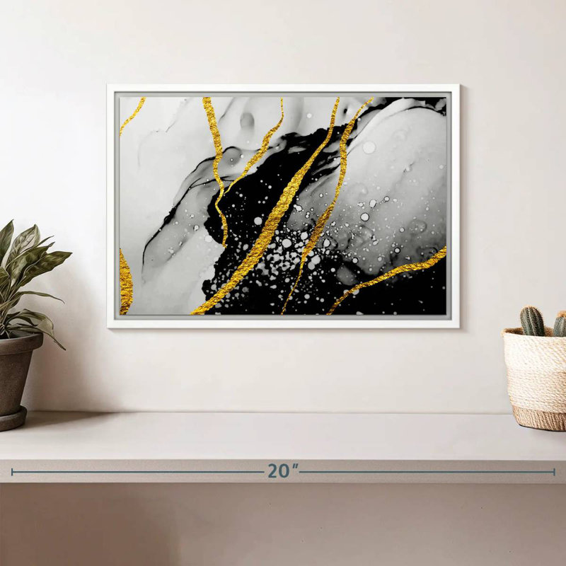 Feuille d'or Catriona, Cadre flottant blanc, 13 po x 9 po