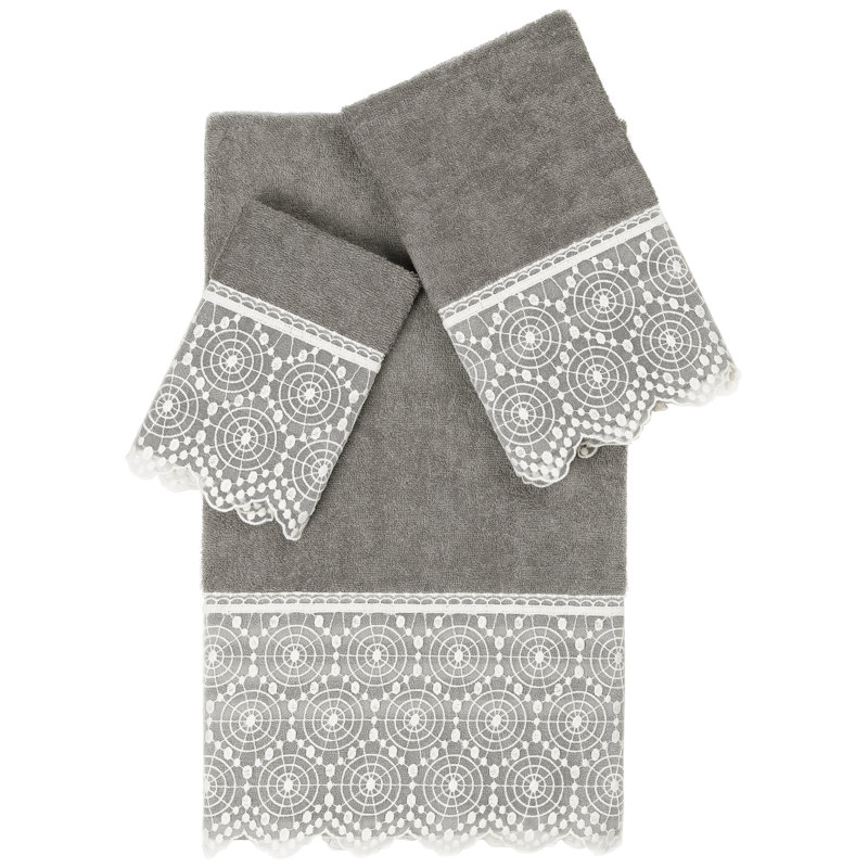 Ensemble de serviettes 3 pièces , Gris / blanc