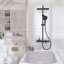 Système de douche carrée 12,6 po avec douche à main 3 modes, noir mat, certifié Cupc, bec cascade, glissière à hauteur réglable, inverseur à 3 boutons-125033870
