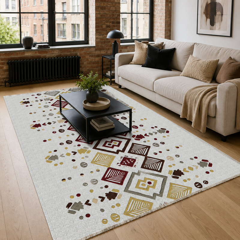 Geometric Cotton and Chenille Flatweave Area Rug, 200 x 300 cm