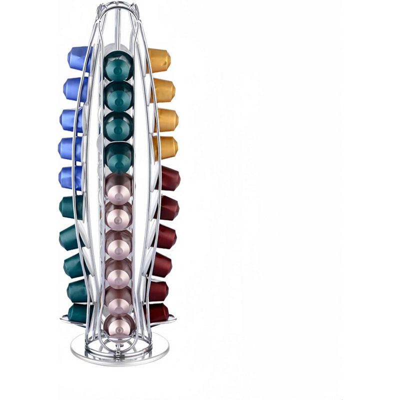 Stylish Silver Coffee Capsules Holder for 40 Pods Storage