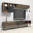 Modern TV Unit with Wall Shelf, Walnut & Anthracite, 70.9 x 15.7 x 13.8 Inches | 100% Melamine Coated Particle Board, Thickness: 0.7 Inches | Multiple Shelves, Geometric Design, Durable Plastic Legs, Perfect for Living Room Decor-761367409