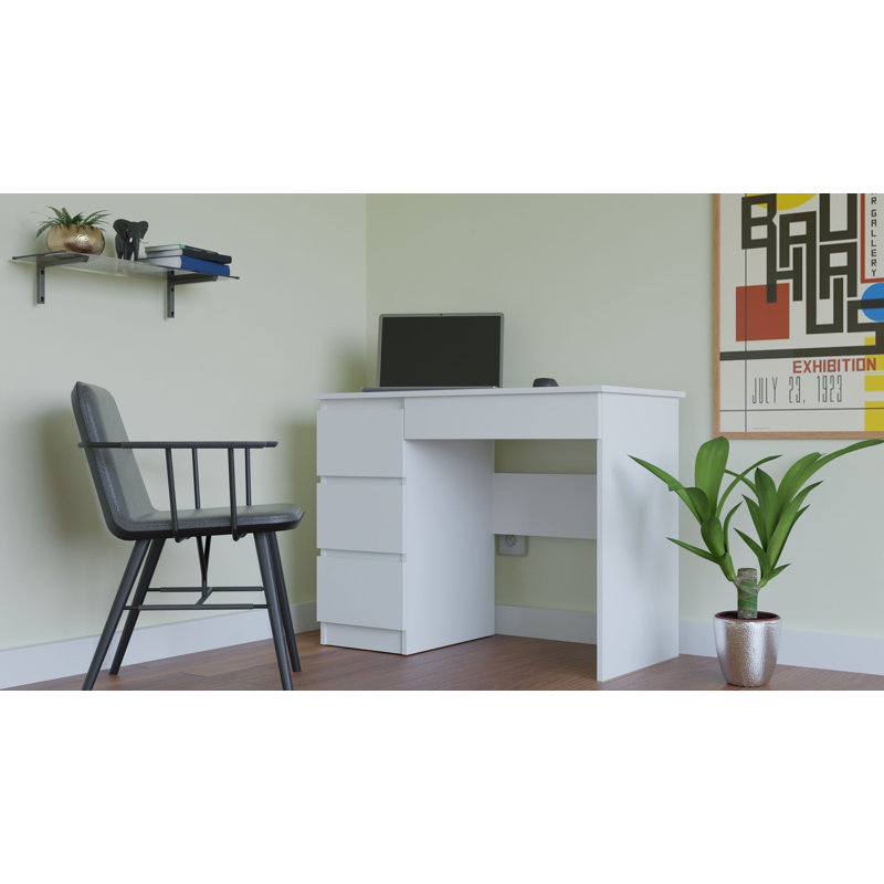 Jelks Computer Desk, White, Left