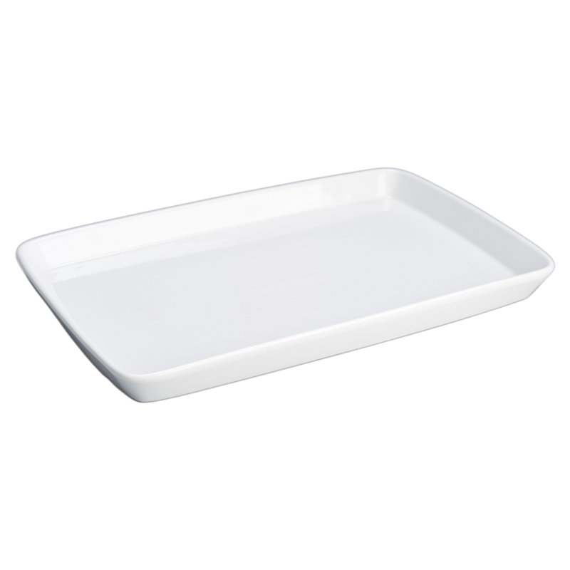 White Ceramic Rectangular Serving Platter, 18-Inch