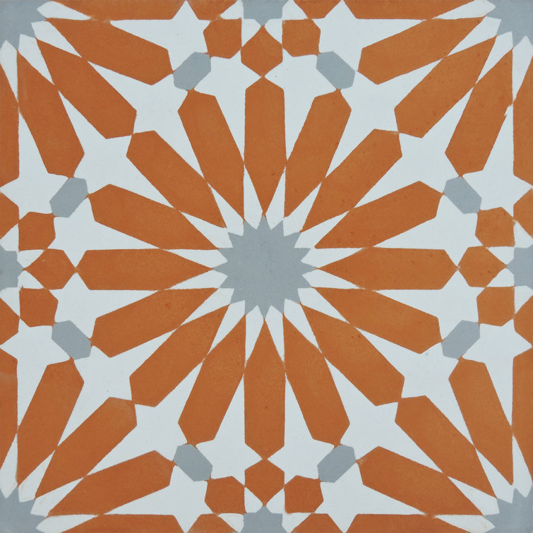 Alhambra 8" x 8" Cement Singular Wall and Floor Tile (Set of 12)