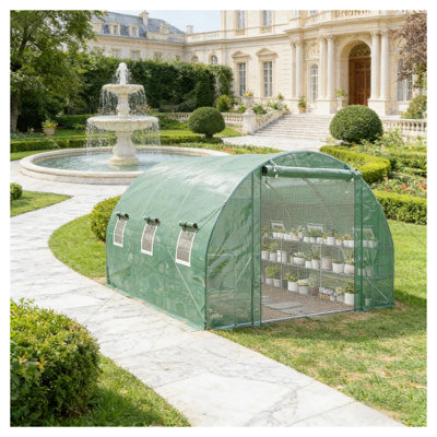 Walk-In Garden Greenhouse with Two-Tier Shelving Units