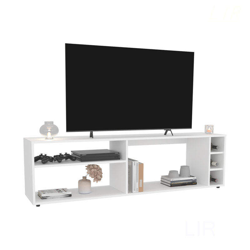 Meuble télé, 6 tablettes, capacité de 60 po, Blanc