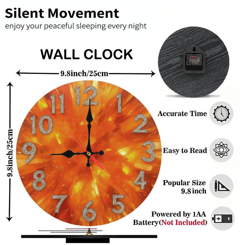 Horloge avec chiffres sur fond ardent