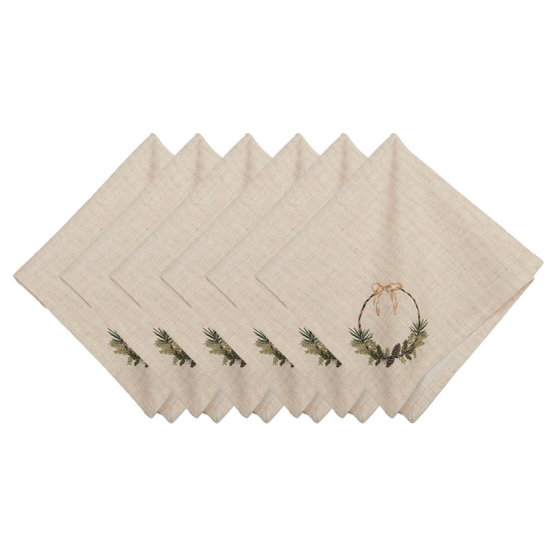 Pinecone Wreath Napkin Set of 6