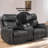 Hirah Dark Gray Microfiber Manual Recliner Loveseat With Cupholder Function And Built-In USB Port