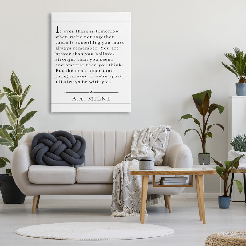 Je serai toujours avec vous A.A. Milne par lettre et doublé -, Toile tendue, H 48 po x l 36 po